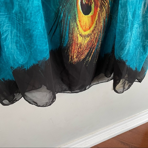 Gracila Bohemian Women Sleeveless O Neck Peacock Printed Maxi Dress Size Medium - Picture 6 of 11